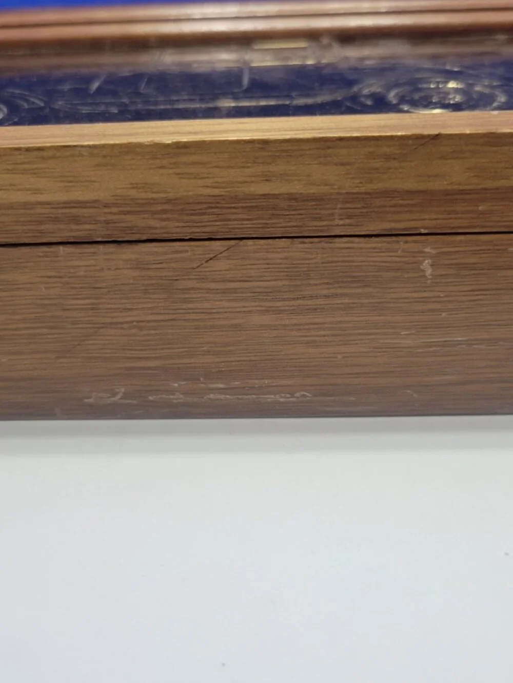 Vintage Wood Jewelry Box with Gold Embossed 1919 Chevrolet Coupe Lid